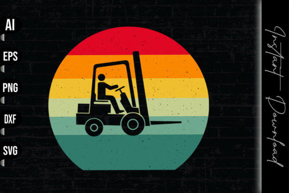 Forklift Operator Vintage Retro Design Review