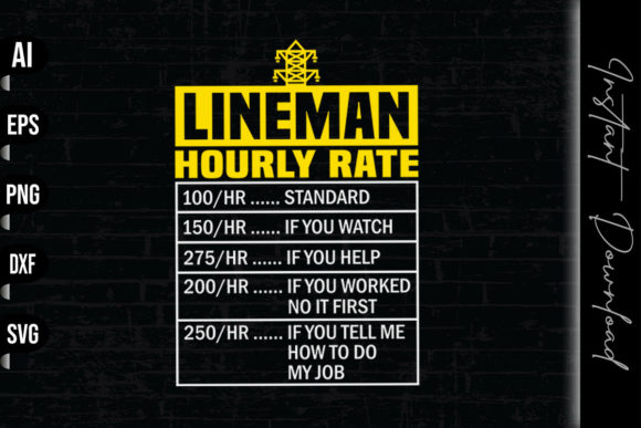 Lineman Hourly Rate Funny Design