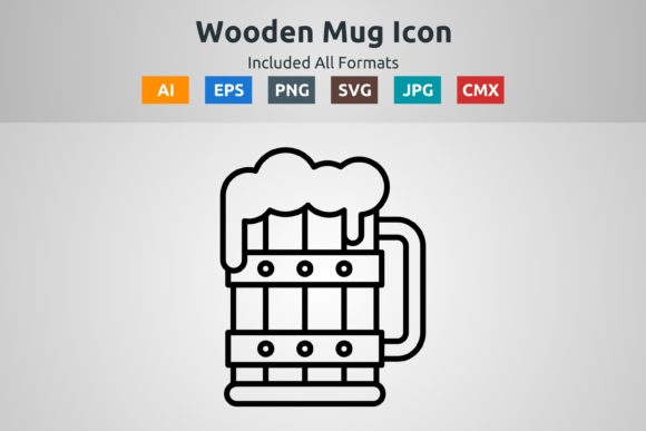 Wooden Mug Vector Outline Icon